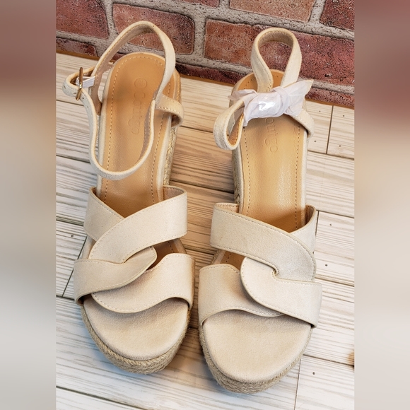 Coutgo wedge-heeled sandals with ankle straps size 8½ NWOT (sa203) - Picture 3 of 11